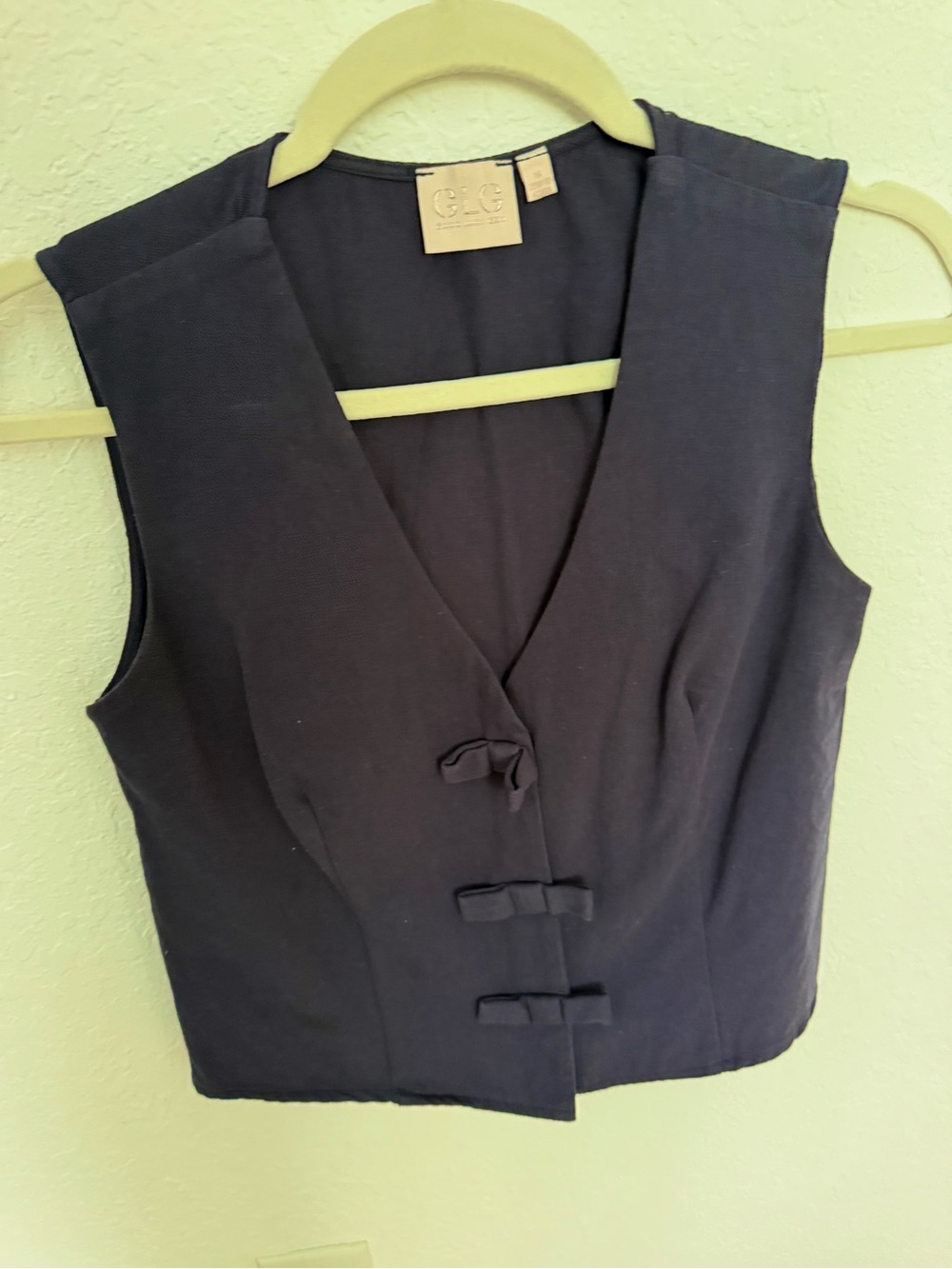 Navy Crop Vest Top with Decorative Bows - Unbranded